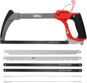 Airaj 883680634365 12 Inch Hack Saw For Metal Hacksaw Frame Set With 7 Hacksawd Red