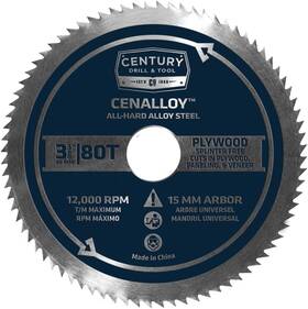 Century Drill & Tool Corp 8236 And 08236 Cenalloy Plywood Circular Saw Blade 3-3/8 Inch By 80t