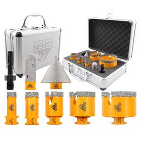 Exfein Ex2-db-e103 Tile Hole Saw Kit 8pcs - Diamond Core Drill Bits Set 19/25/35/50/75mm And Sds