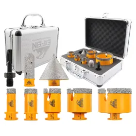 Ex2-db-e103 Exfein Tile Hole Saw Kit 8pcs - Diamond Core Drill Bits Set 19/25/35/50/75mm And Sds