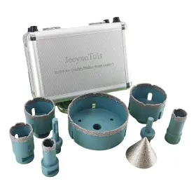 D02035801f Jeeynotols 9pcs Daily Diamond Core Drills Set 20/25/35/50/65/100mm Drill Bits And 2 Inch Beve