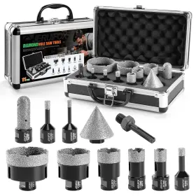 Jeruifox 027685943576 Diamond Hole Saw Kit Tile Drill Bits 11 Pcs Core Set 6/8/