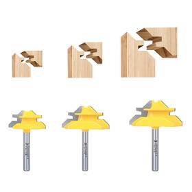 Langskips Langskips-p3 45 Degree Lock Miter Router Bit 3-piece Set For 1/2 Inch 5/8 3/4R