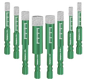 Mgtgbao M168 8pcs Green Dry Diamond Drill Bits Set Core Bit For Granite Mar