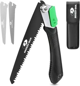Mo17009a Mossy Oak 7.5 Inch Folding Hand Saw With 3 Blades For Wood Plastic Metal And Bone