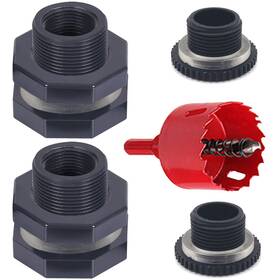 Qitdathn Rbbfk-4f2pcs-hs 2 Pcs Rain Barrel Bulkhead Fitting Kit With Plugs And Hole Saw Tool 1/2 Inch