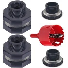 Rbbfk-4f2pcs-hs Qitdathn 2 Pcs Rain Barrel Bulkhead Fitting Kit With Plugs And Hole Saw Tool 1/2 Inch