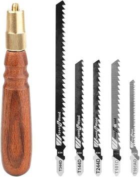 Toolcool Tc-250718-840 Wooden Handle Mini Hand Saw Small Jig With 5 Pcs Fine Coarse Teeth