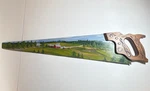 Disston D-8 Saw, Hand-painted Farm Scene, Steel Blade, 30IN Wood Handle Used. Price: $75.64.