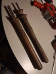 Vintage Pair Of Matching Disston 2 Man Cross Cut Saw Handles Logging Lumberjack Used. Price: $65.00.
