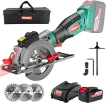 Hychika Cordless Circular Saw, 18V Mini With 4.0AH Battery, 3 Blade New. Price: $113.99.