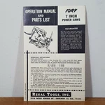 Vintage Regal Tools Operating Manual & Parts List For Fury 7" Power Saws Good. Price: $20.00.